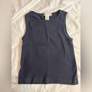 No comment small black tank top Cropped Tank Top Ribbed Sleeveless~